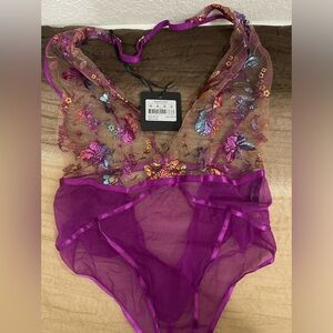 SOLD. Honey Birdette Whitney Rainbow bodysuit M. BNWT.